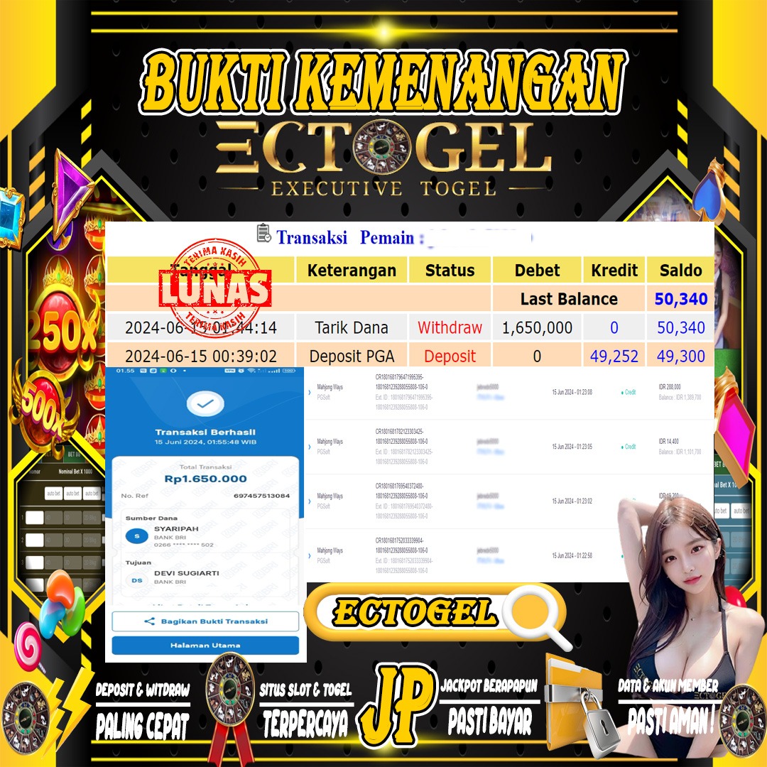 BUKTI JACKPOT SLOT MAHJONG WAYS TERPERCAYA DI INDONESIA tgl 15-06-2024