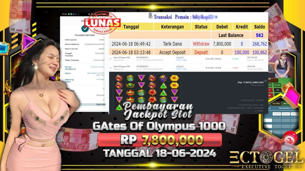 BUKTI JACKPOT SLOT GATES OF OLYMPUS 1000 TERPERCAYA DI INDONESIA TGL 18-06-2024